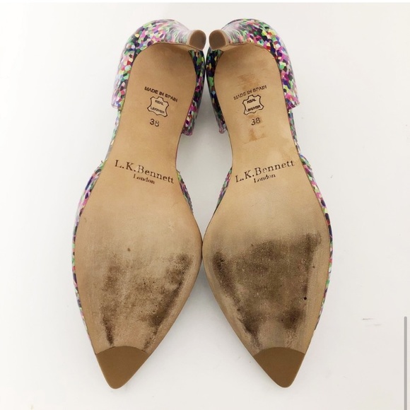 L.K. Bennett Flossie D’Orsay Heels 38 Confetti Print - Picture 6 of 7